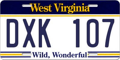 WV license plate DXK107