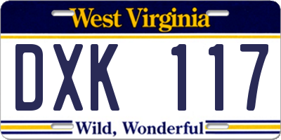 WV license plate DXK117