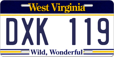 WV license plate DXK119