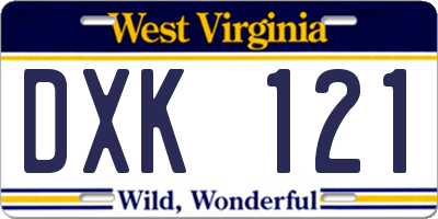 WV license plate DXK121