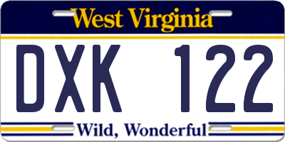 WV license plate DXK122