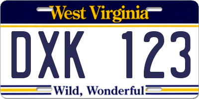 WV license plate DXK123