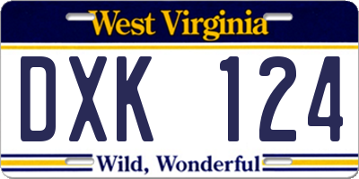 WV license plate DXK124