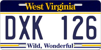 WV license plate DXK126