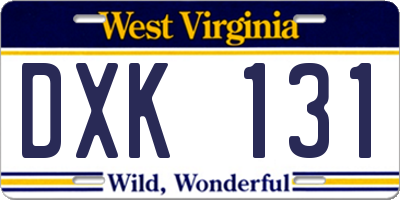 WV license plate DXK131