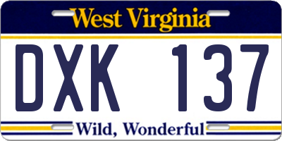 WV license plate DXK137