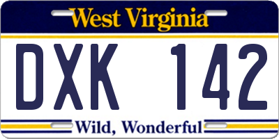 WV license plate DXK142