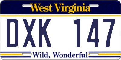 WV license plate DXK147