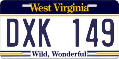 WV license plate DXK149