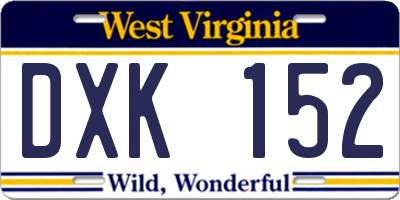 WV license plate DXK152