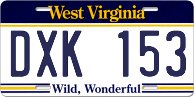 WV license plate DXK153