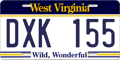 WV license plate DXK155