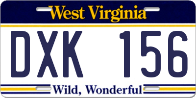 WV license plate DXK156