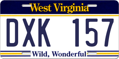 WV license plate DXK157