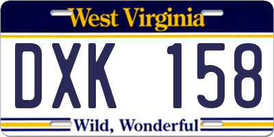 WV license plate DXK158