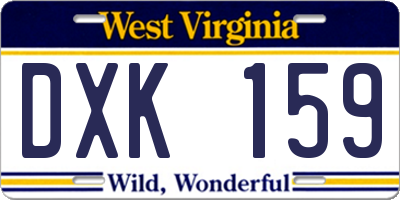 WV license plate DXK159