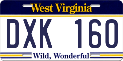 WV license plate DXK160