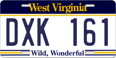 WV license plate DXK161