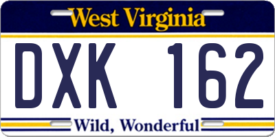WV license plate DXK162