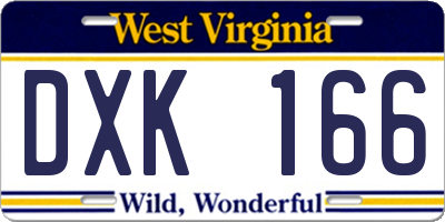 WV license plate DXK166
