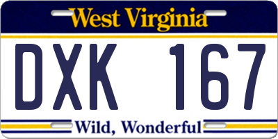 WV license plate DXK167