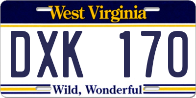 WV license plate DXK170