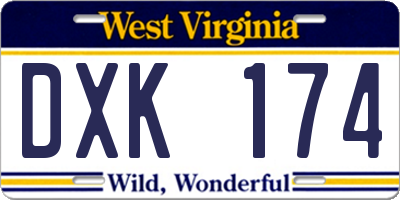WV license plate DXK174