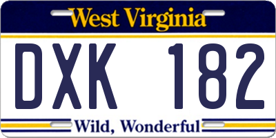 WV license plate DXK182