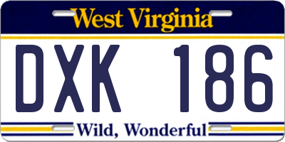 WV license plate DXK186
