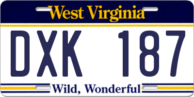 WV license plate DXK187