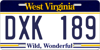 WV license plate DXK189