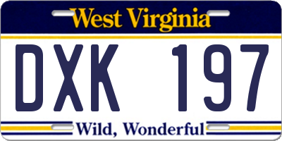 WV license plate DXK197