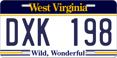 WV license plate DXK198