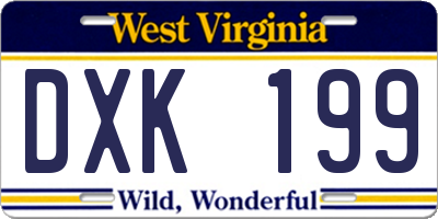 WV license plate DXK199