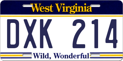 WV license plate DXK214