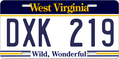 WV license plate DXK219