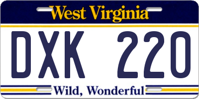 WV license plate DXK220