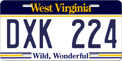 WV license plate DXK224