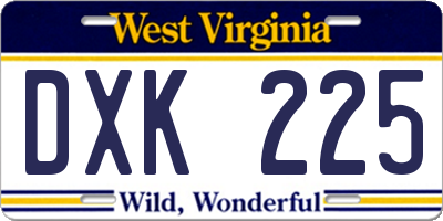 WV license plate DXK225