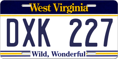 WV license plate DXK227