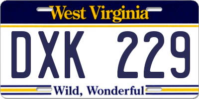 WV license plate DXK229