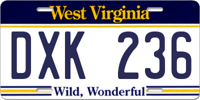 WV license plate DXK236