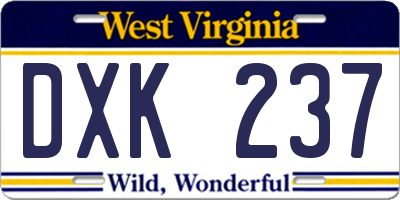 WV license plate DXK237
