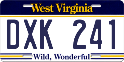 WV license plate DXK241