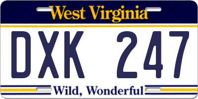 WV license plate DXK247