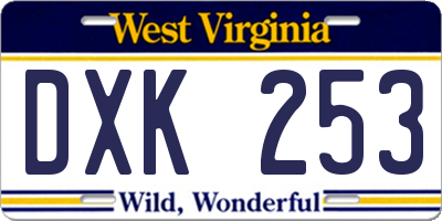 WV license plate DXK253
