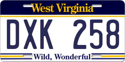 WV license plate DXK258