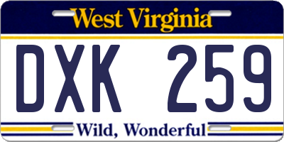 WV license plate DXK259