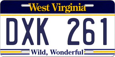 WV license plate DXK261