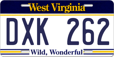 WV license plate DXK262